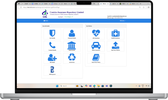 Insurance services on laptop